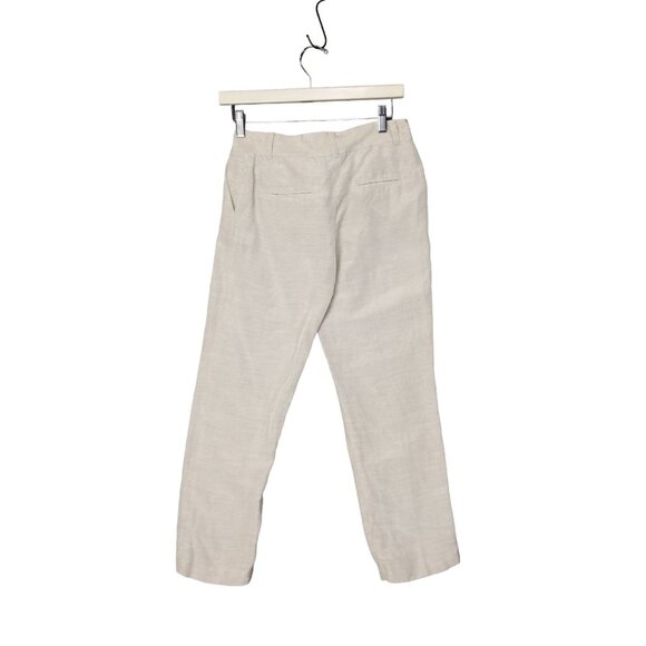 DIANE VON FURSTENBURG Womens Georginne Pants SZ 0 Linen Crop Cream No Lining - Picture 3 of 12